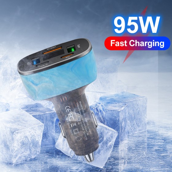 Five in one four line car charger fast charge one drag five 3USB 2PD car charger cross-border wholesale